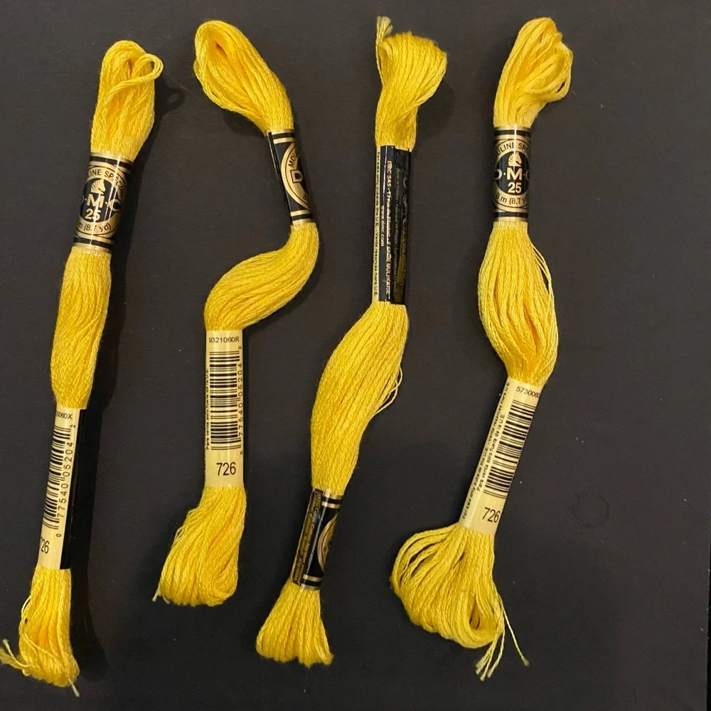 DMC Embroidery Floss Skeins in Pale Pink & Bright Yellow New